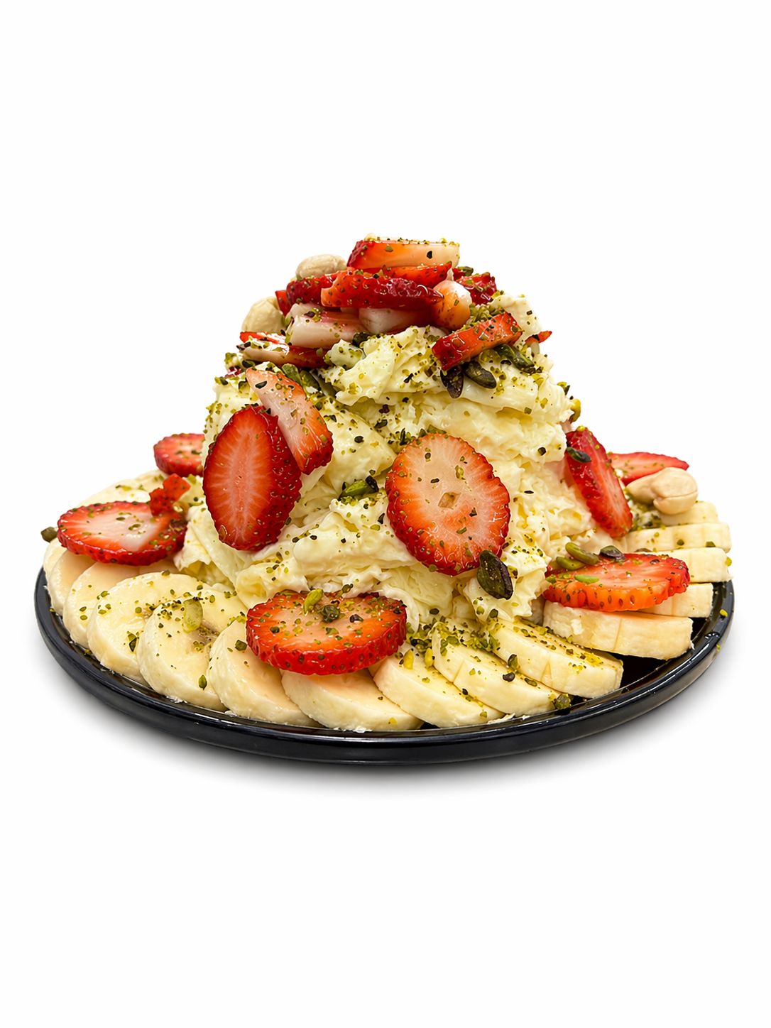 صحن قشطة موز فراولة 